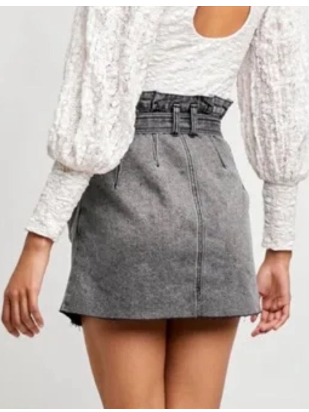 We The Free Free People East of Eden Denim Miniskirt in Black 28 - Picture 4 of 10